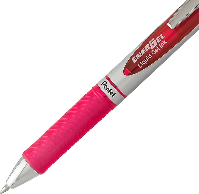 Pentel EnerGel RTX Retractable Liquid Gel Pen,Medium Line,Metal Tip,Pink/Violet Ink,(BL77BP2PV),2 Count (Pack of 2)