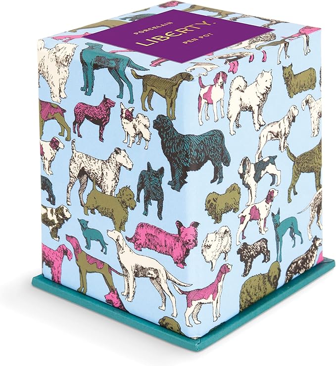 Galison Liberty Best in Show Porcelain Pen Pot from Galison - Porcelain Pen Holder, 3 x 3.75 x 3", Features Famous Best in Show Print from Liberty, Gold Gilded Edge, Perfect for Home or Office