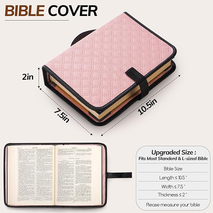 Large Bible Bag with Bible Cover Case for Women, Quilted Church Tote Bags for Bible Study Supplies, Christian Gifts for Women