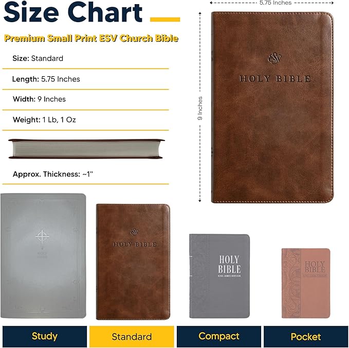 Custom Personalized Brown ESV Bible | Small Text | Customized with Name in Dark Brown | Faux Leather Premium Church Bible | English Standard Version Lay Flat Design