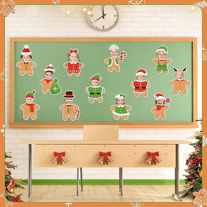 178Pcs Christmas Red Gingerbread Man Cutouts, Christmas DIY Photo Craft Cutouts Wall Classroom Bulletin Board Decoration, Elementary School Classroom Chalkboard Supplies Wall Door Decor