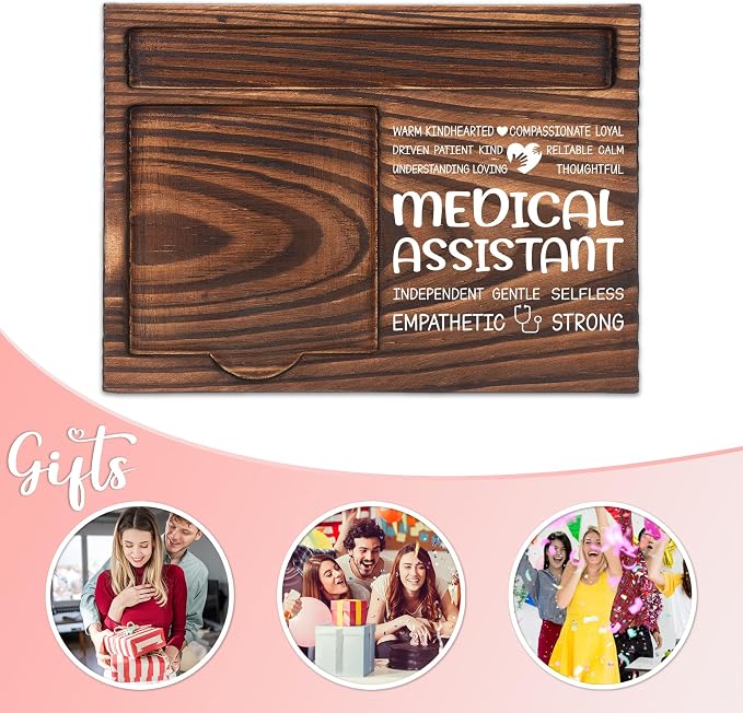 Medical Assistant Appreciation Gifts, Thank You Gift for Healthcare Coworker, Medical Office Coworkers Staff Appreciation Gifts, Sticky Note Holder Wooden Notepad & Pen Holder 6.5" x 4.7" - FTA284