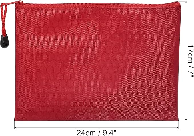 PATIKIL Waterproof Zipper File Bags, 10 Pack A5 Size Document Pocket Storage Organizer Pouch for Travel Office Supply, Red