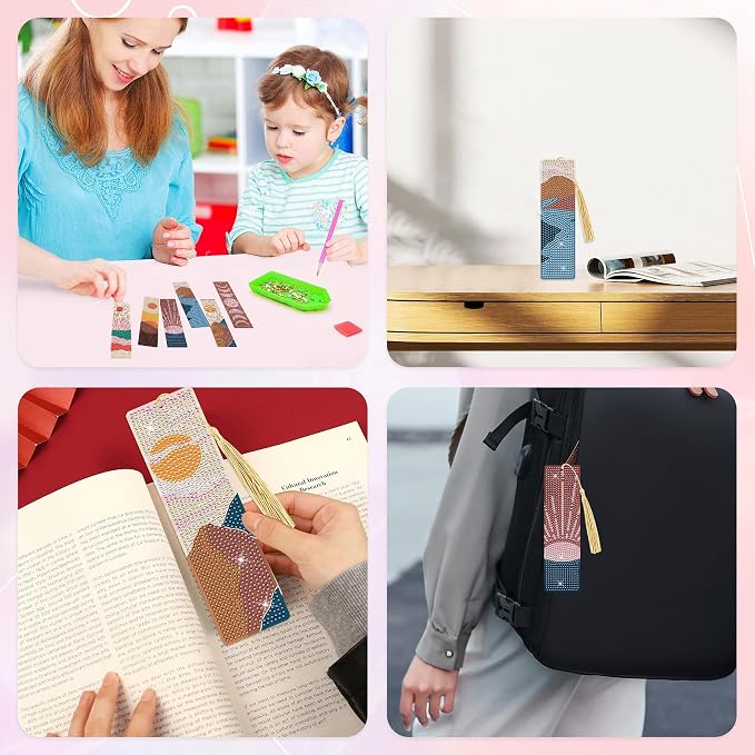 Boho Diamond Art Bookmarks Kit - DIY Diamond Painting Bookmarks with Sun and Moon Mountain Painting Kits for Making Beginner Kids Adults