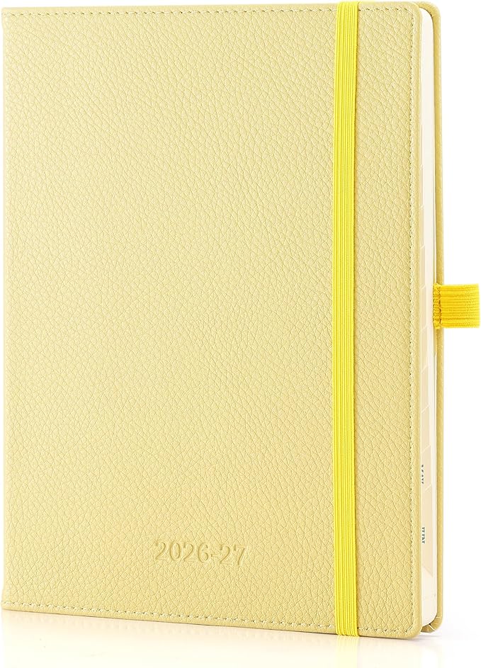 Weekly Planner 2026-2027 A5 (6.5" x 8.5") 12 Months (Jul'26 - Jun'27) Weekly & Monthly Planner with Month Tabs & Inner Pocket, Expenses/Note Pages, PU Leather Yellow