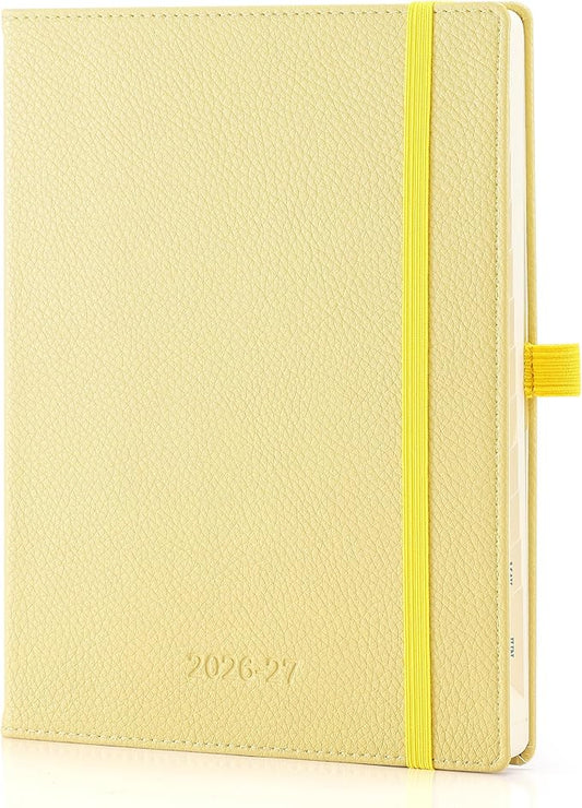 Weekly Planner 2026-2027 A5 (6.5" x 8.5") 12 Months (Jul'26 - Jun'27) Weekly & Monthly Planner with Month Tabs & Inner Pocket, Expenses/Note Pages, PU Leather Yellow