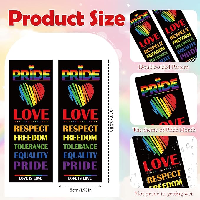 Pride Month Theme Bookmarks - 120PCS Pride Themed Bookmarks Love Equality Rainbow Bookmark Party Favors Supplies for Pride Day Gifts