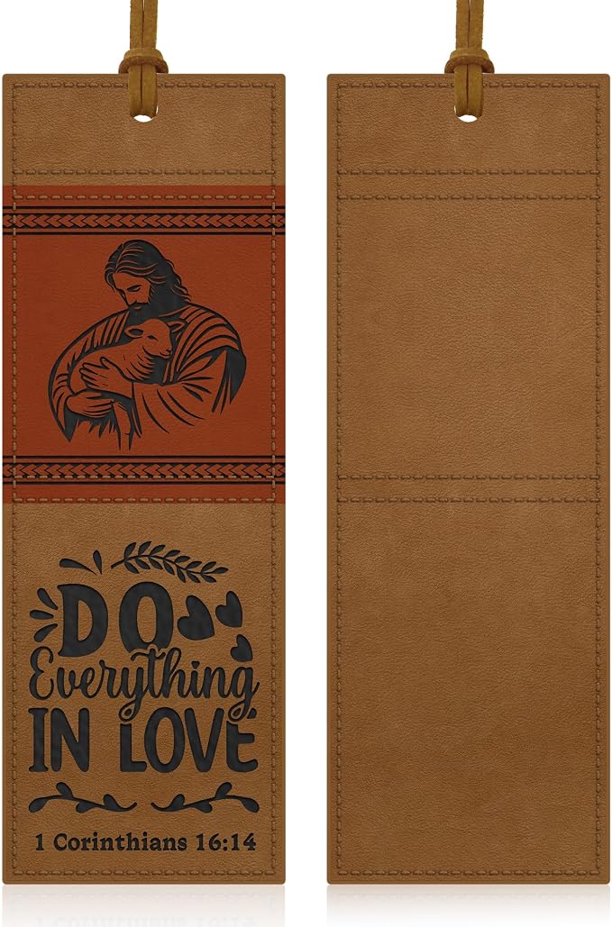 1PC Leather Bookmark Bible Bookmarks for Reading Women Men Book Lovers Gifts, Stitched Religious Christian Bookmark Page Markers Inspirational Bible Verse Scripture Book Marks (Vintage-2-Jesus)