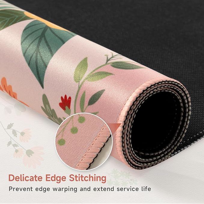 HAOCOO Large Pink Mouse Pad, Waterproof Cute Keyboard Mat, Non-Slip Desk Mat for Cubicle, 35.4" x 15.7" Desktop Mat with Stitched Edges, Girly Desk Organizers & Accessories for Women