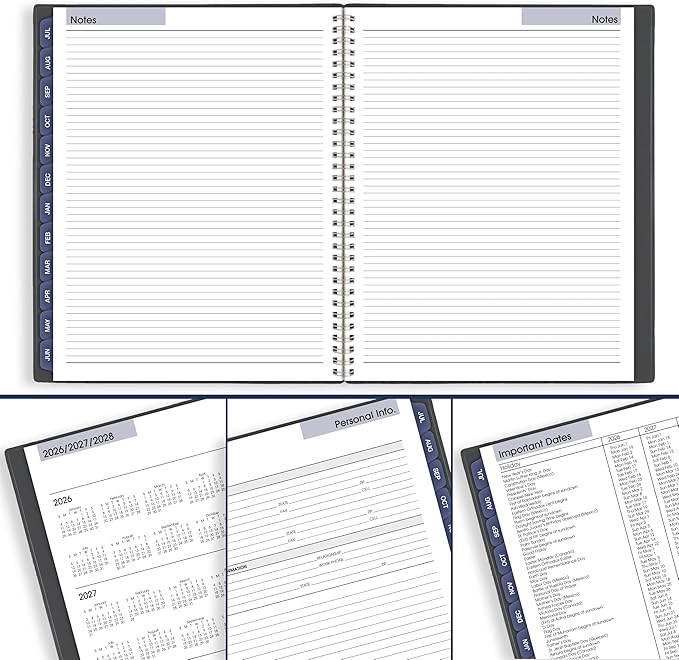 AT-A-GLANCE Planner 2026-2027 Weekly & Monthly Academic 12-Month July-June Quarter-Hourly Appointment Book, 8-1/2" x 11", DayMinder, Charcoal (AYC52045)