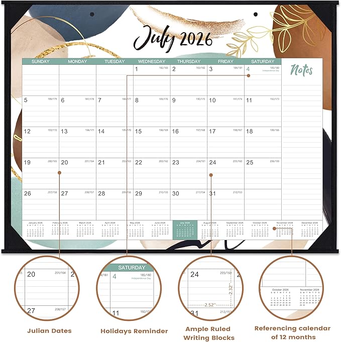 2026-2027 Desk Calendar - Large Desk Calendar 22'' x 17'', Jul 2026 - Dec 2027, 18 Months Calendar 2026-2027, Desk Pad, Large Ruled Blocks, Notes Section, Great Desk/Wall Calendar Organizer