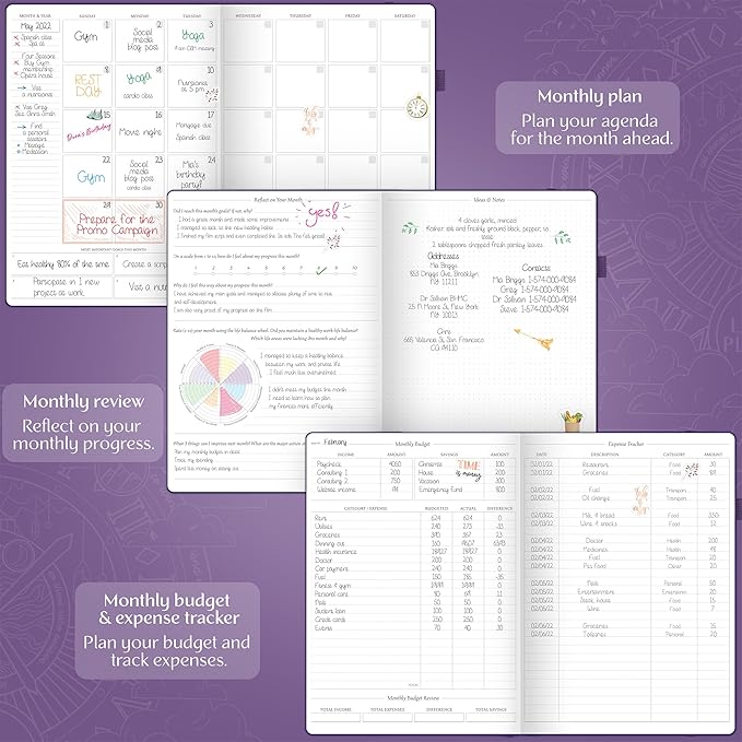 Legend Hourly Planner PRO Premium – Undated Schedule Planner with Time Slots – Weekly, Monthly & Daily Personal Organizer, A4 (Purple)
