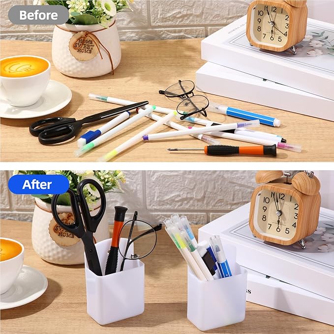 Leinuosen 6 Pcs Remote Control Holder Wall Mount Self Adhesive TV Controller Holder White TV Remote Organizer Wall Pen Organizer for Home Office School Storage Accessories