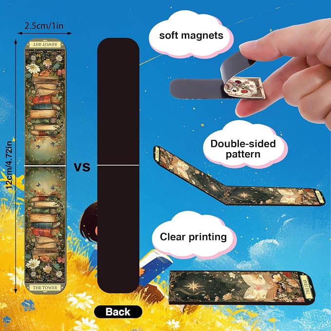 Wxiben Tarot Magnetic Bookmark Gifts - 30 Pcs Dark Romance Bookmark for Women Fantasy Skull Book Mark Witch Skeleton Magnets Page Clip for Bookish Book Lovers Students Teacher Reading Party Favor