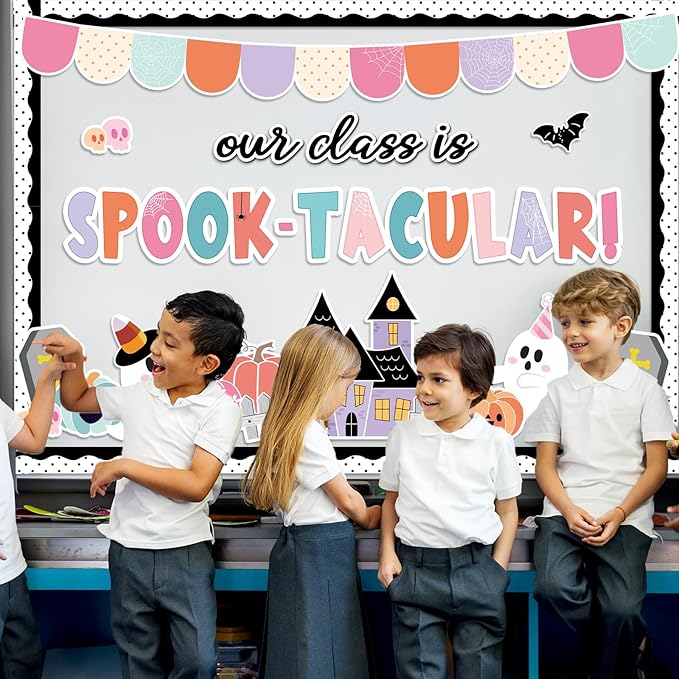 Halloween Classroom Bulletin Board Decoration Halloween Ghost Bulletin Board Set Decor Pink Black Ghost Boo Cutouts Our Class is Spook-Tacular Classroom Decoration for School Home Wall Party Decor