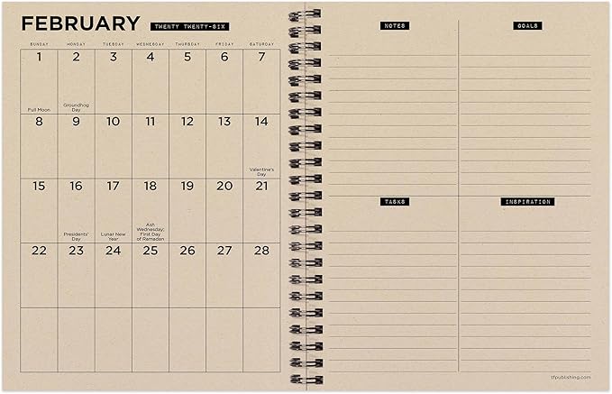 TF Publishing 2026 Mushroom Medium Weekly Monthly Planner with 12-Month Calendar Grid, Goals and Task Trackers - Weekly Schedule Planner with Priority List Section and Stickers - 6.5in x 8in