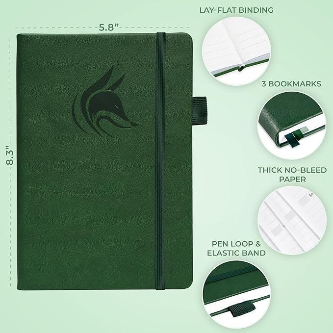 Clever Fox Dated Hourly Weekly Planner 2026 – Daily, Monthly & Yearly Agenda Organizer with Time Slots – Hardcover Journal, A5 Size (Forest Green)