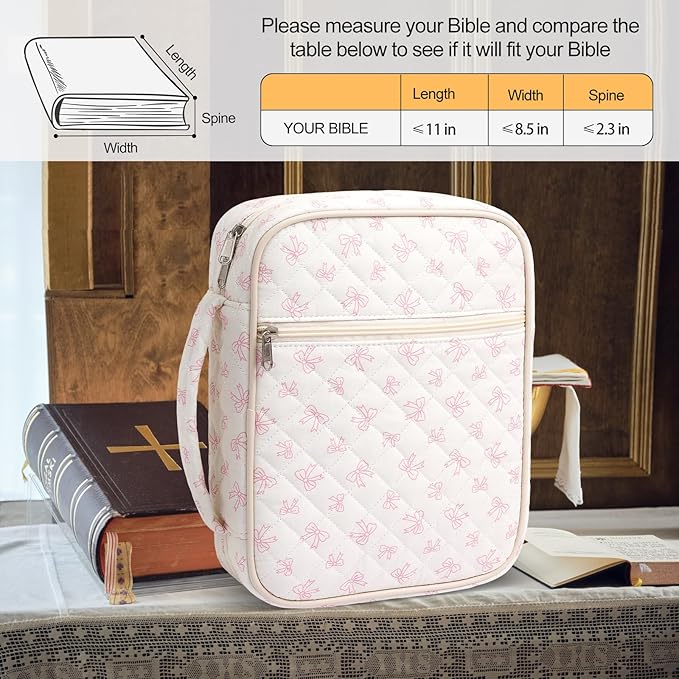 Large Bible Cover Case for Women,Bible Bag,Floral Bible Storage Bags with Zipper Pocket and Handle