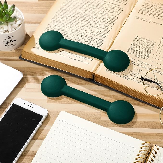 Eersida 2 Pieces Weighted Bookmarks Book Weight Page Holder Rubber Book Weight Bookmark Portable Weighted Rubber Page Holder for Adults Reading(Green)