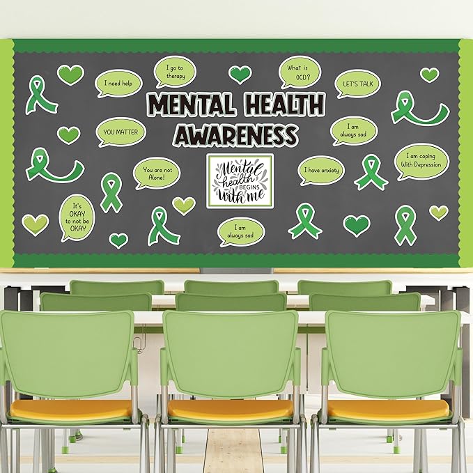 Mental Health Bulletin Board - 71Pcs Motivational Bulletin Board Classroom Decoration Mental Health Awareness Inspirational Positive Sayings Cutout for School Office Classroom Wall Door Decor