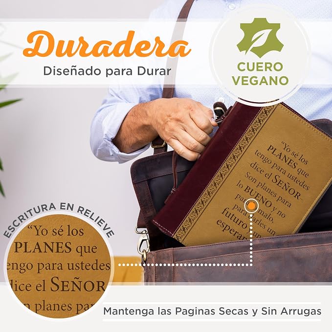 Christian Art Gifts Portada clásica de la Biblia Forro Simil Cuero Yo Se Los Planes Jeremías 29:11, Marrón, Grande