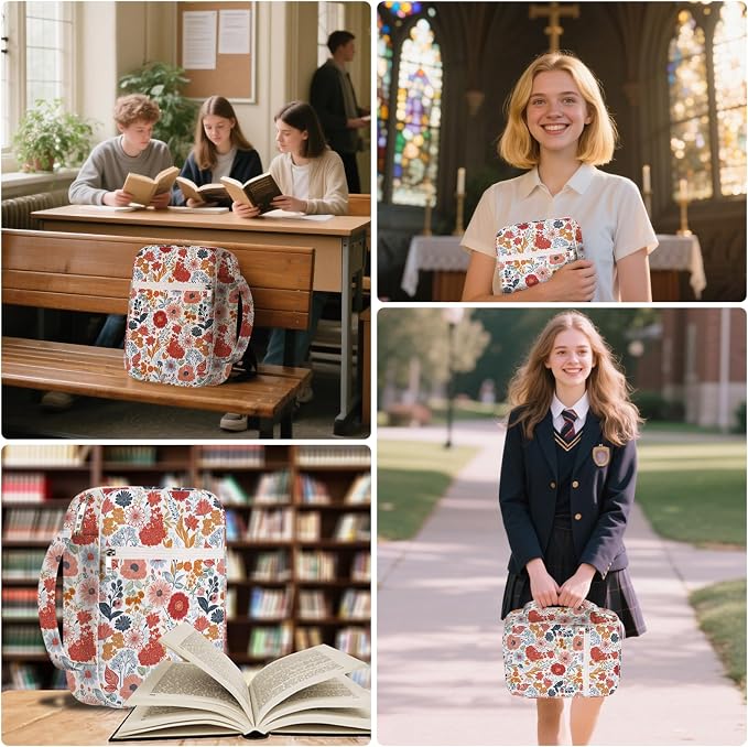 Bible Cover Case for Women Bible Case Set Bible Study Supplies Wildflower Bibles Book Covers with Bookmark and Stickers Bibles Cases with Handle Pocket Religious Easter Gifts for Women