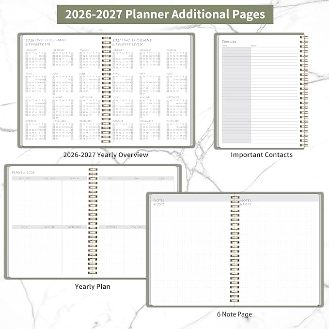 2026-2027 Monthly Planner - 2 Year Monthly Planner 2026-2027, Hard Cardboard Cover, Jan 2026 - Dec 2027, 7.5" x 10", 2 Year Calendar with 24 Month, Twin-wire Binding, Note Pages