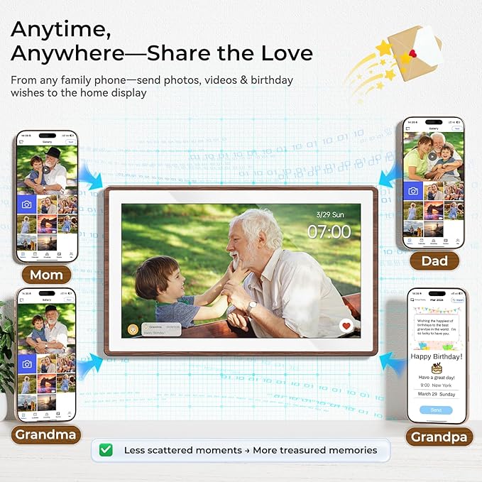 ANKRA 15.6-Inch Family Digital Calendar, Kids Chore Chart with Rewards, Reminder Display, Wall & Desk Touchscreen Smart Planner, Home Schedule Organizer, Electronic Calendar, Gift for Families(Walnut)