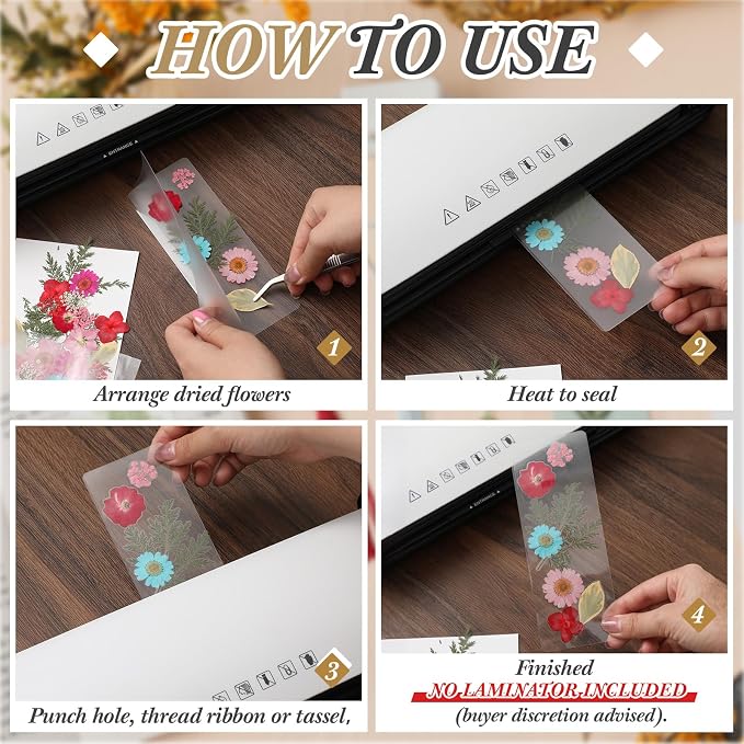Fuyoooo 176 Pcs Dried Flower Bookmark Making Kit, DIY Bookmark Laminating Pouches with Tassels and Puncher DIY Project Gifts for Women Night Out Craft Book Lovers (Rainbow Colors,3 Size)