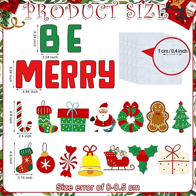 68 Pcs Christmas Classroom Bulletin Border Decor Set Christmas Cutouts Xmas Gingerbread Candy Classroom Decorations Be Merry Christmas Party Supplies for Kids Students Classroom Decors (Be Merry)