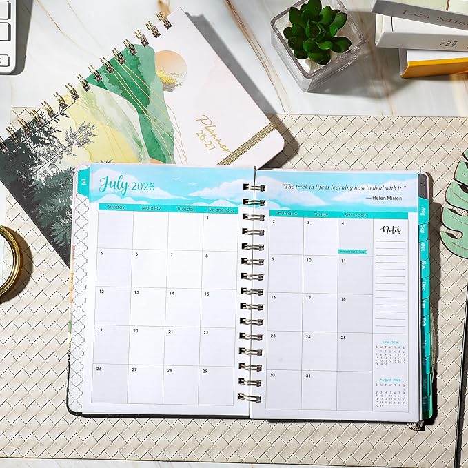 2026-2027 Planner - 2026-2027 Academic Planner Weekly and Monthly from JUL.2026 - JUN. 2027, 6.4" x 8.5", Academic Year Calendar 26-27 with Monthly Tabs, Sturdy Cover, Premium Paper, Strong Twin-wire, Back Pocket