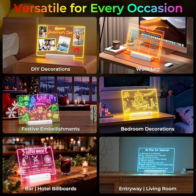 LED Drawing Board with Remote Control,Rechargeable Glow Doodle Light Up Drawing Tablet,9 Colors & 2 Modes Dry Erase Neon Led Note Board for Decor & Message,Birthday Graduation Gift,White