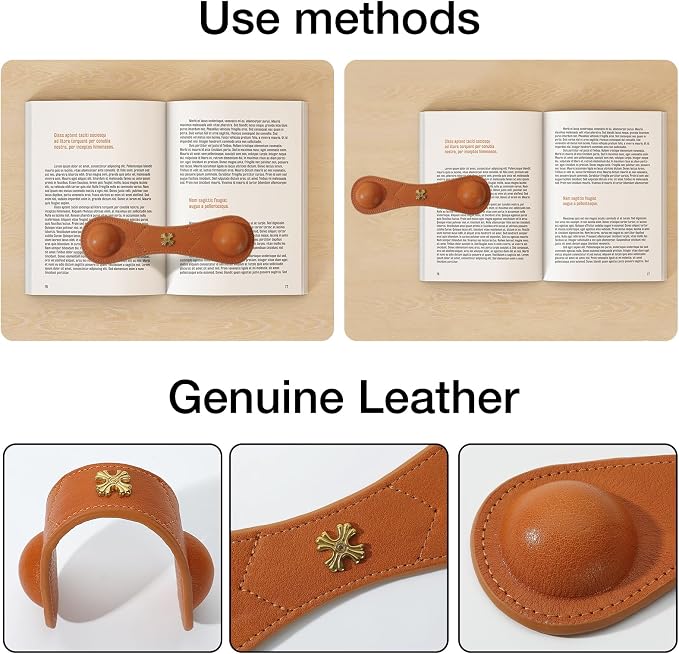 Book Weight Holder Wooden Thumb Book Page Open Weighted Bookmark Corner Reading Accessories Office Desk Decor Executive Gift for Writer Reader (BPH02-Brown)