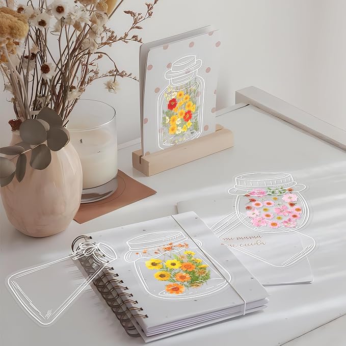 Large Size Transparent Dried Flower Bookmarks, 20 PCS Handmade DIY Flower Page Clips,World in Bottle-Making Stunning Herbarium(Honey Jar)