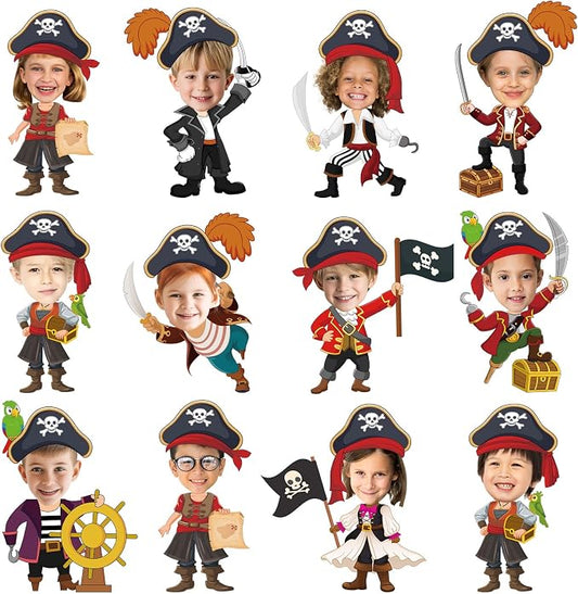 60pcs Pirate Cutouts Pirate Treasure Theme Bulletin Board Decorations Skull Hat Paper Cut-Outs Nautical Adventure Classroom Decor for Boy Girl DIY Craft Photo Kindergarten Preschool Wall Door Supplies