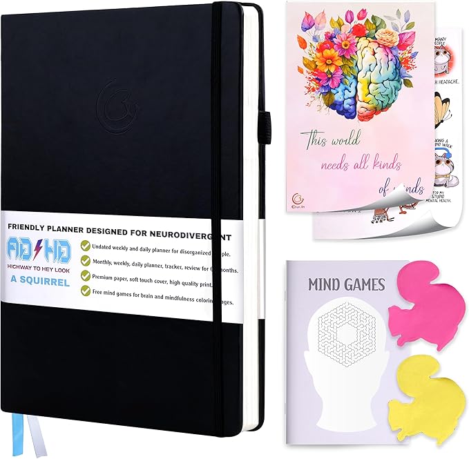 ADHD Planner for Adults - The 4 Month Undated Monthly Weekly Daily Focus and Productivity Planner Organizer Notebook for Neurodivergent Brains - Gifts for Men and Women with ADD
