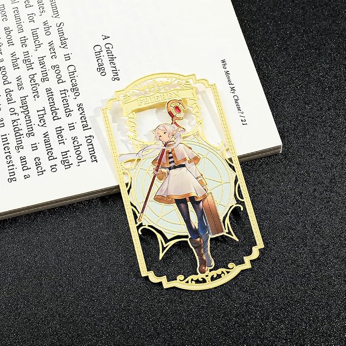 Anime Frieren: Beyond Journey's End Bookmark Stainless Steel Manga Fans Cartoon Fashion Student Scholar Learning Gift (Frieren-1)