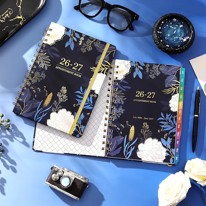 2026-2027 Appointment Book - Planner 2026-2027, Daily Hourly Planner, July 2026 - June 2027, Weekly & Monthly Planner, 6.3" x 8.5", Half Hour (30 Mins) Interval, Colorful Tabs, Thick Paper, Inner Pocket