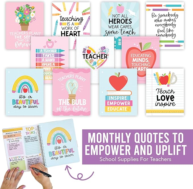 Hadley Designs Teacher Planner 2025-2026 – Lesson Planner Book for Teachers Must Haves, Undated Teacher Planners, Lesson Plan Notebook, Homeschooling Planners, Teachers Appreciation Gifts