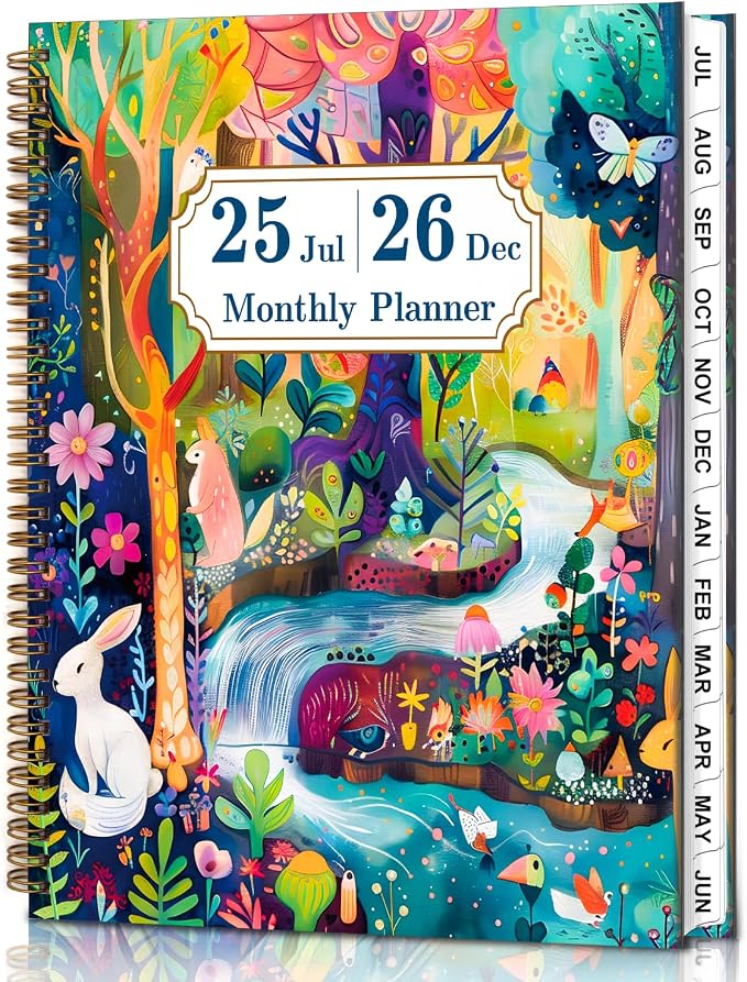 Monthly Planner 2025-2026 - Jul. 2025 - Dec. 2026, 18 Monthly Calendar 9" x 11", Large Monthly Notebook 2025-2026 with Monthly Tabs, Spiral Bound Monthly Planners for Office School and Home Organizing