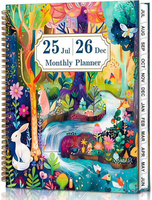 Monthly Planner 2025-2026 - Jul. 2025 - Dec. 2026, 18 Monthly Calendar 9" x 11", Large Monthly Notebook 2025-2026 with Monthly Tabs, Spiral Bound Monthly Planners for Office School and Home Organizing