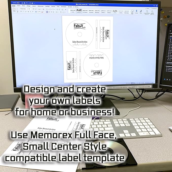 CD/DVD Label Full Face | Qty 200 Disc | 100 Sheets Total | Photo Gloss Finish | Memorex Small Center & Spine Compatible | Easy Peel | Inkjet Printer Guaranteed | Blank Labels