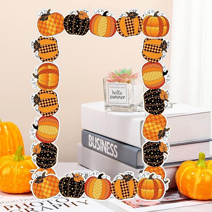 40 Pieces Fall Pumpkin Bulletin Board Borders Decorations Halloween Bulletin Board Borders Fall Classroom Decorations for Home Sweet Classroom, 1.8 x 11.8 Inch(Novel Style)
