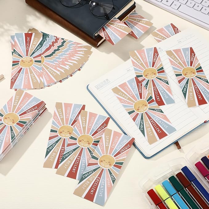 TaoBary 100 Pcs Inspirational Bookmarks Bulk Back to School Gifts Paper Positive Motivational Encouraging Affirmation Card from Teacher Classroom