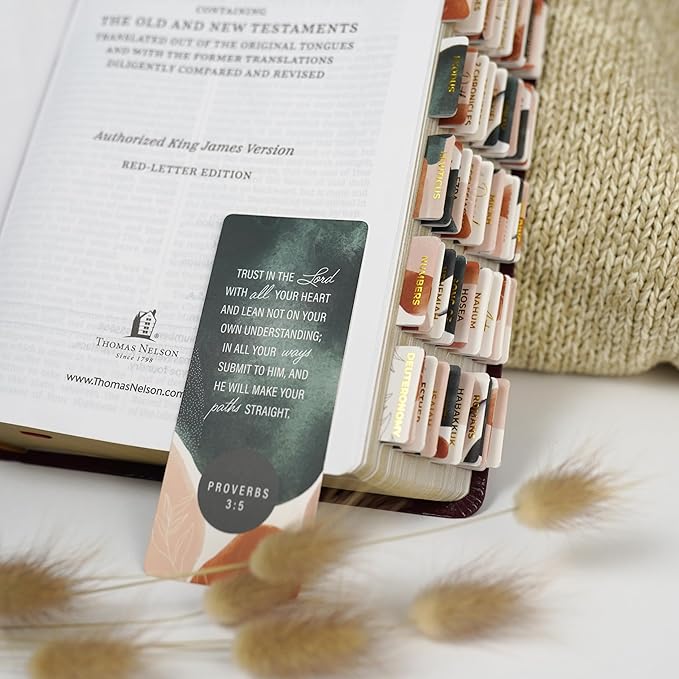 Green & Brown Bible Book Tabs – 100 Gold-Foiled, Soft-Touch, Laminated Bible Tabs for Holy Bible – Durable Tabs for Bible – Protestant & Catholic Bible Tabs Large Print, Christmas Gift for Women & Men