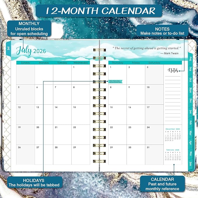 Planner 2026-2027 - 2026-2027 Planner Weekly and Monthly from Jul. 2026 to Jun. 2027, Academic Planners with Inner Pocket, Colorful Tabs, 6.4'' x 8.5''