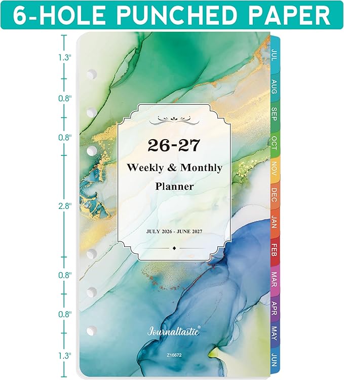 2026-2027 Planner Refills - Planner Refills, July 2026 - June 2027, A6 Planner Inserts, Weekly and Monthly Planner 2026-2027, 3.75" x 6.75", A6 Planners Refill, 6-Hole Punched