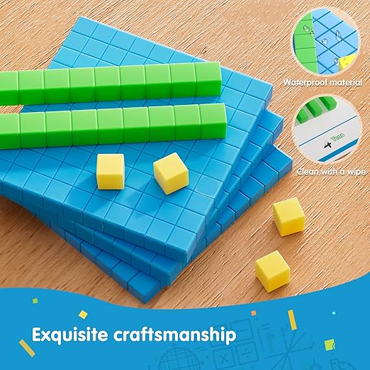TOMMYHOME Base Ten Blocks with Place Value Chart 12 Boxes - Math Manipulatives for Kids.Counting Blocks for Math to Help Educate Kindergarten Teachers