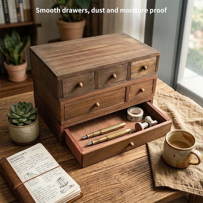 Wooden Desktop Holder with Spacious Compartments Storage Box Perfect for Documents and Craft Supplies Wooden Offices Planner
