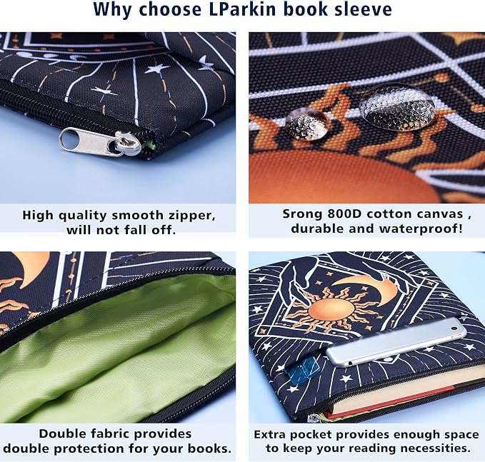 Book Sleeve for Book Lovers, Bookish Book Protector, Book Covers for Paperbacks, Washable Fabric, Book Sleeves with Zipper, Medium 11 Inch X 8.7 Inch